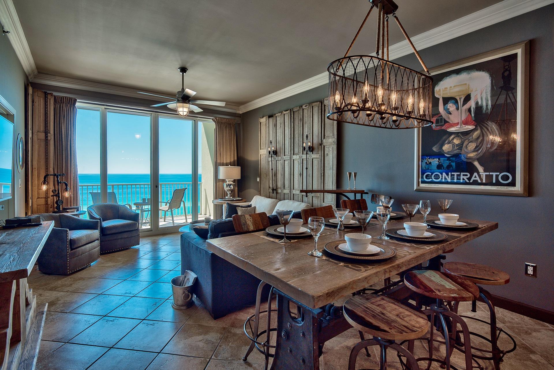 Open concept design with a view of the Gulf 