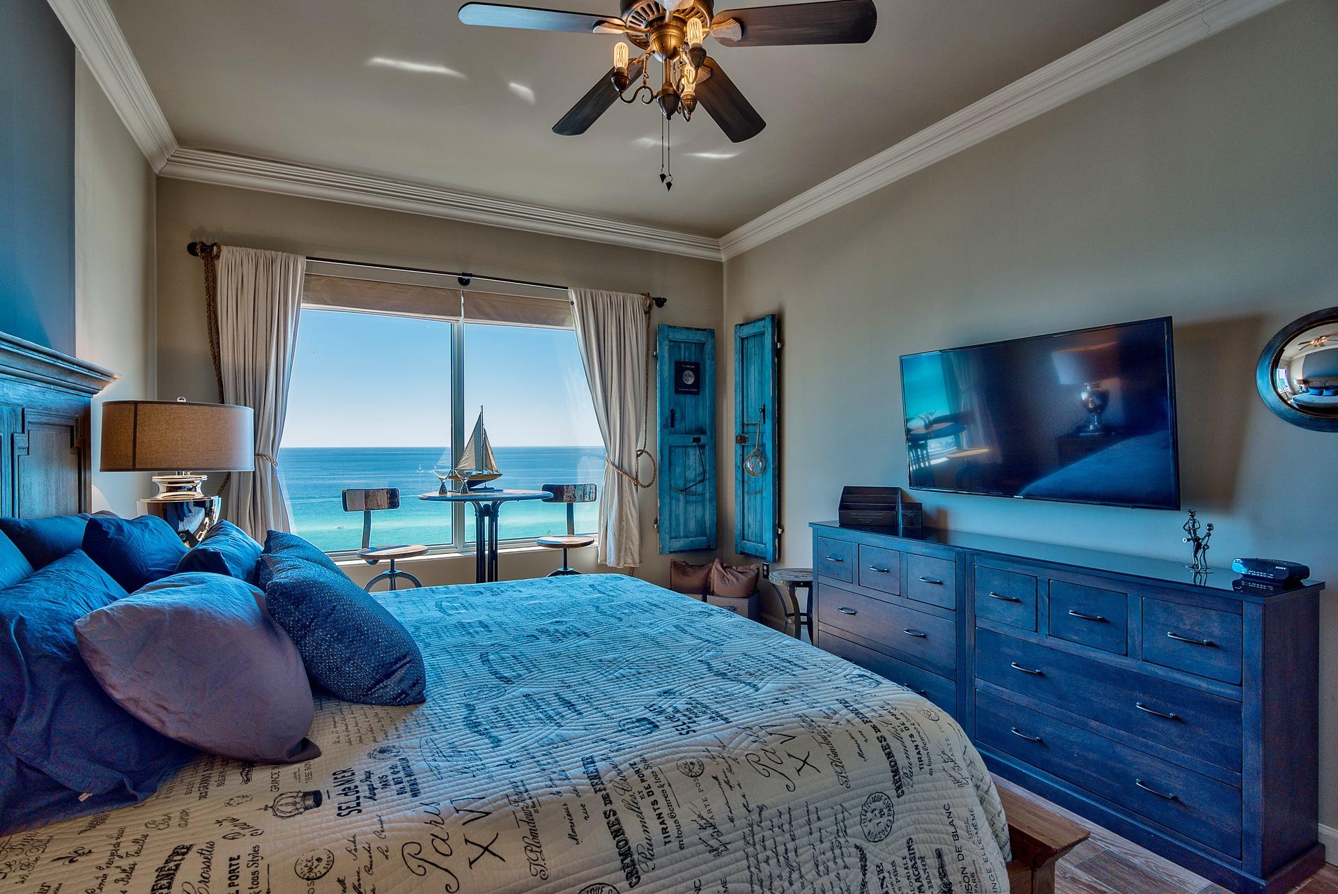 Master Bedroom with Gulf View and large LED TV...